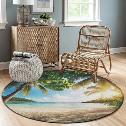 Room Sofa Yoga Soft Round Carpet, Home Decor Non Slip Kitchen Office Circle Rug, Machine Washable Modern Round Area Rug Beach Turtles, 60inch