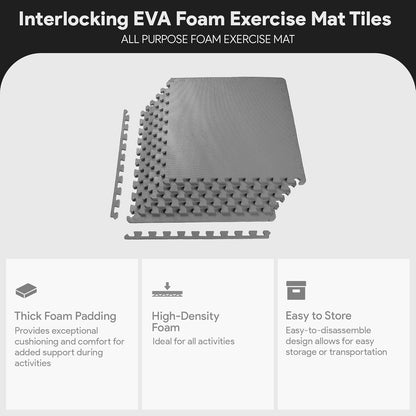 BalanceFrom Puzzle Exercise Mat 1" Thick, EVA Interlocking Foam Floor Tiles for Home Gym, Mat for Home Workout Equipment, Floor Padding for Kids, Black, 24 in x 24 in x 1 in, 24 Sq Ft - 6 Tiles