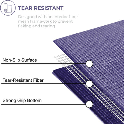 Voyage Yoga Mat, 6 Pack, 72" x 24" Professional Studio and Gym Bulk Yoga Mats, 5mm Thick, Durable, Anti-Tear, Non Slip Fitness and Exercise Mats