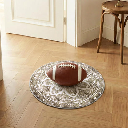 Carvapet 4ft Washable Round Rugs, Modern Abstract Circle Rug, Non Slip Rubber Backing Foldable Low Pile Carpet for Living Room Bedroom, 4ft Red/Orange Rug