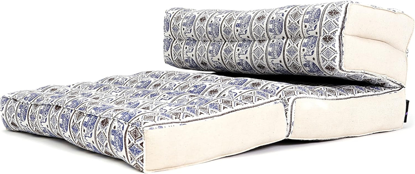 Leewadee Foldable Floor Mattress – 2 in 1 Floor Meditation Mat for Yoga and Relaxation, Seating Futon with Kapok