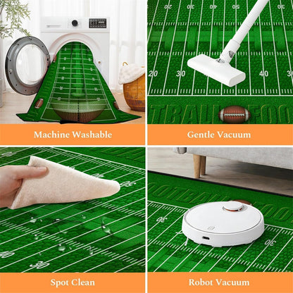 Sports Field Area Rug,5x7ft, Soccer Field Chalked Blackboard Football Stadium Board Painted Non-Slip Soft Carpet Floor Mat Indoor Living Room Bedroom Rugs Yoga Mat Home Decor