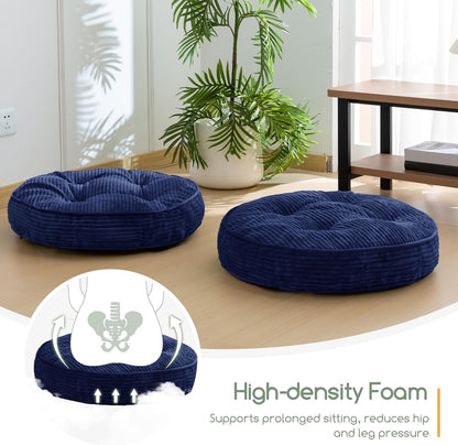 HIGOGOGO Floor Pillow Cushion for Adults, Meditation Cushion Pillow, Large Square Floor Sitting, Tufted Corduroy Cover, for Tatami Living Room or Yoga, 22x22 Inch, Dark Grey