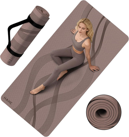 Yoga Mat High Density Exercise Mat, 76"x32"x0.27"Thick Wide & Large Yoga Mat for Women Men, Professional POE Workout Mat for Yoga, Pilates, Fitness & Stretching