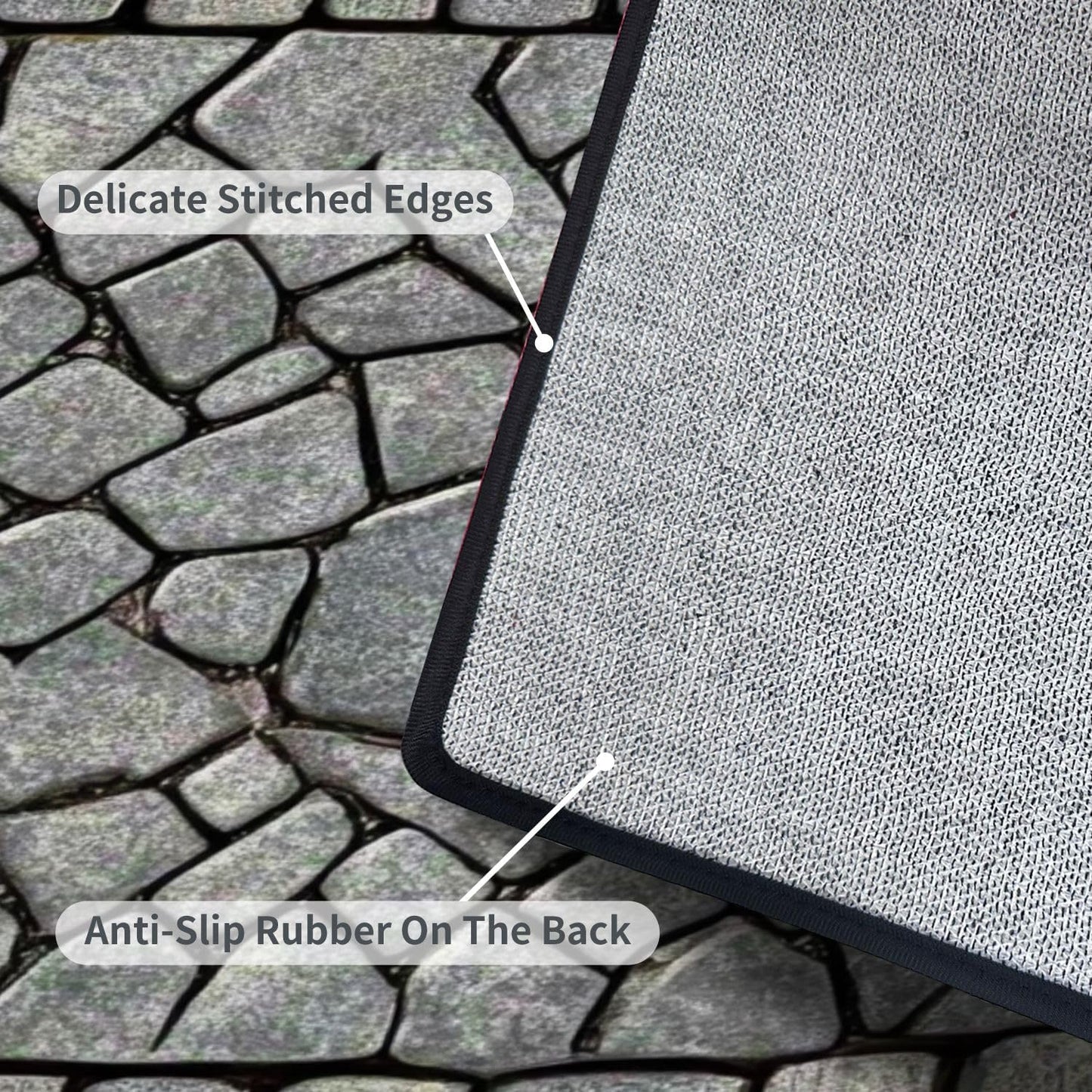 Runner Rug Washable 2x6 Cobblestone Arched Pavement Road Courses Sidewalk Seamless Non-Slip Hallway Area Rug Indoor Outdoor Home Decor for Entryway Bathroom Kitchen Carpet Yoga Floor Mat