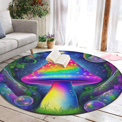 Home Decor Non Slip Kitchen Office Circle Rug, Machine Washable Modern Round Area Rug, Room Sofa Yoga Soft Round Carpet Purple Galaxy Trippy Space Astronaut Art, 36inch