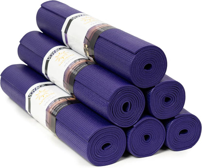 Voyage Yoga Mat, 6 Pack, 72" x 24" Professional Studio and Gym Bulk Yoga Mats, 5mm Thick, Durable, Anti-Tear, Non Slip Fitness and Exercise Mats