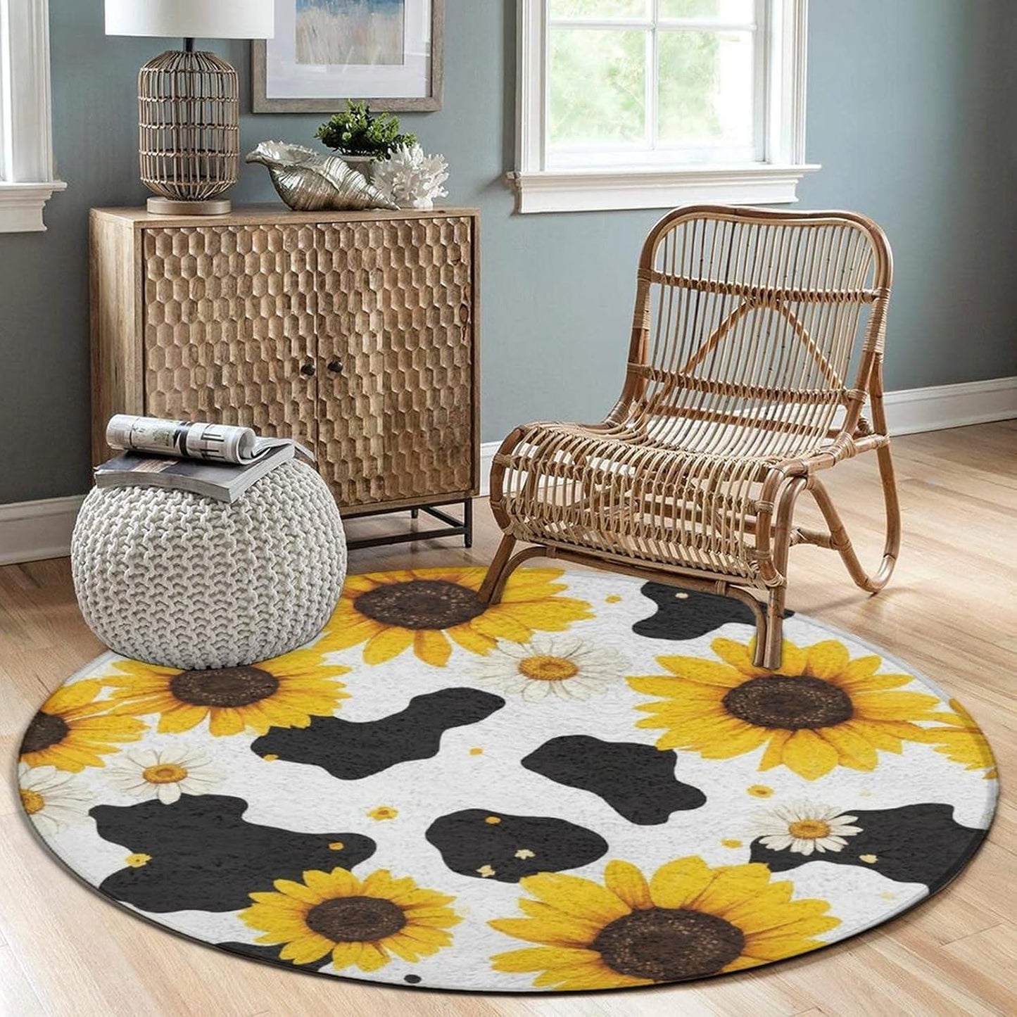 Room Sofa Yoga Soft Round Carpet, Home Decor Non Slip Kitchen Office Circle Rug, Machine Washable Modern Round Area Rug Beach Turtles, 60inch