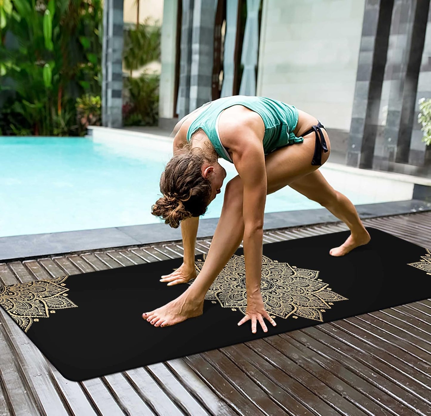 nuveti Yoga Mat Print Extra Thick TPE Non Slip Fitness Exercise Mat with Carrying Bag,72"x24" Extra Thick 6MM Exercise & Workout Mat for Yoga, Pilates Fitness and Floor Exercises - Colors B