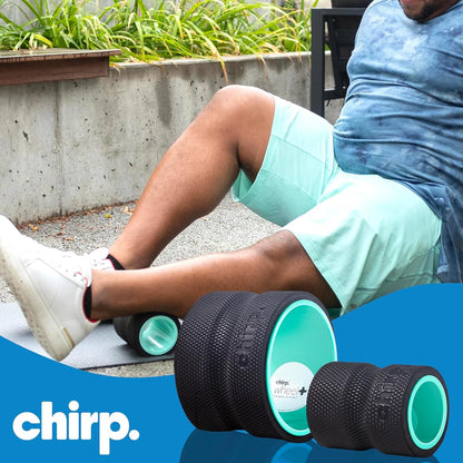 Chirp Wheel Foam Roller – Targeted Back & Neck Relief, Lumbar Spine Stretcher, Spinal Decompression Back Stretcher, Massage Roller with Density Foam for Physical Therapy, Supports 500lbs, 4-Pack Black