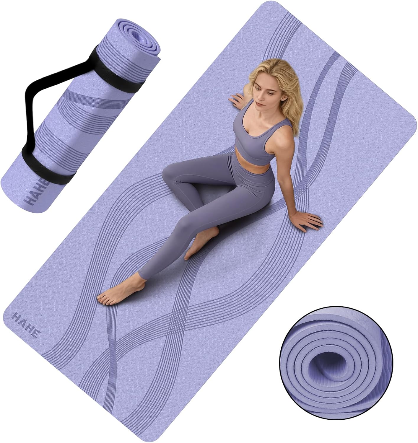Yoga Mat High Density Exercise Mat, 76"x32"x0.27"Thick Wide & Large Yoga Mat for Women Men, Professional POE Workout Mat for Yoga, Pilates, Fitness & Stretching