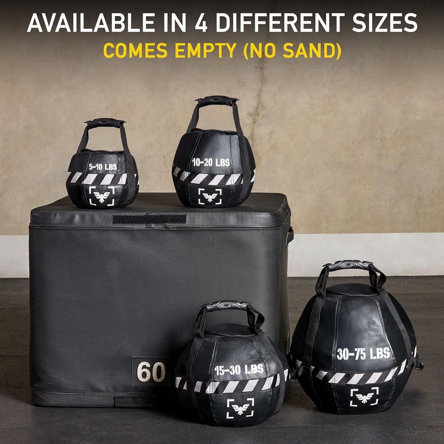 Elite Kettlebell Sandbag - Heavy Duty Sand Weights Bag for Cross Training, Strength Training, Workout, Functional Fitness, Adjustable Weight, Durable Training Equipment for Home & Gym (UN-FILLED)