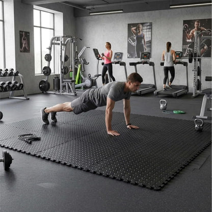 BalanceFrom Puzzle Exercise Mat 1" Thick, EVA Interlocking Foam Floor Tiles for Home Gym, Mat for Home Workout Equipment, Floor Padding for Kids, Black, 24 in x 24 in x 1 in, 24 Sq Ft - 6 Tiles