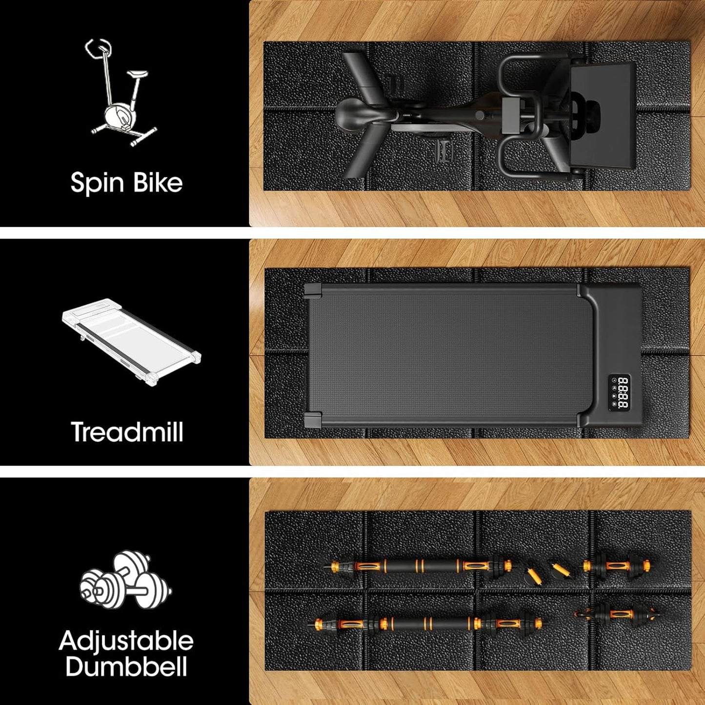 Stepwaver Walking Pad Mat for Carpet, Treamill Mat for Hardwood Floors, High Density, 1/4 Thickness, Folable, Floor Protection for Bike, Elliptical, Treadmill