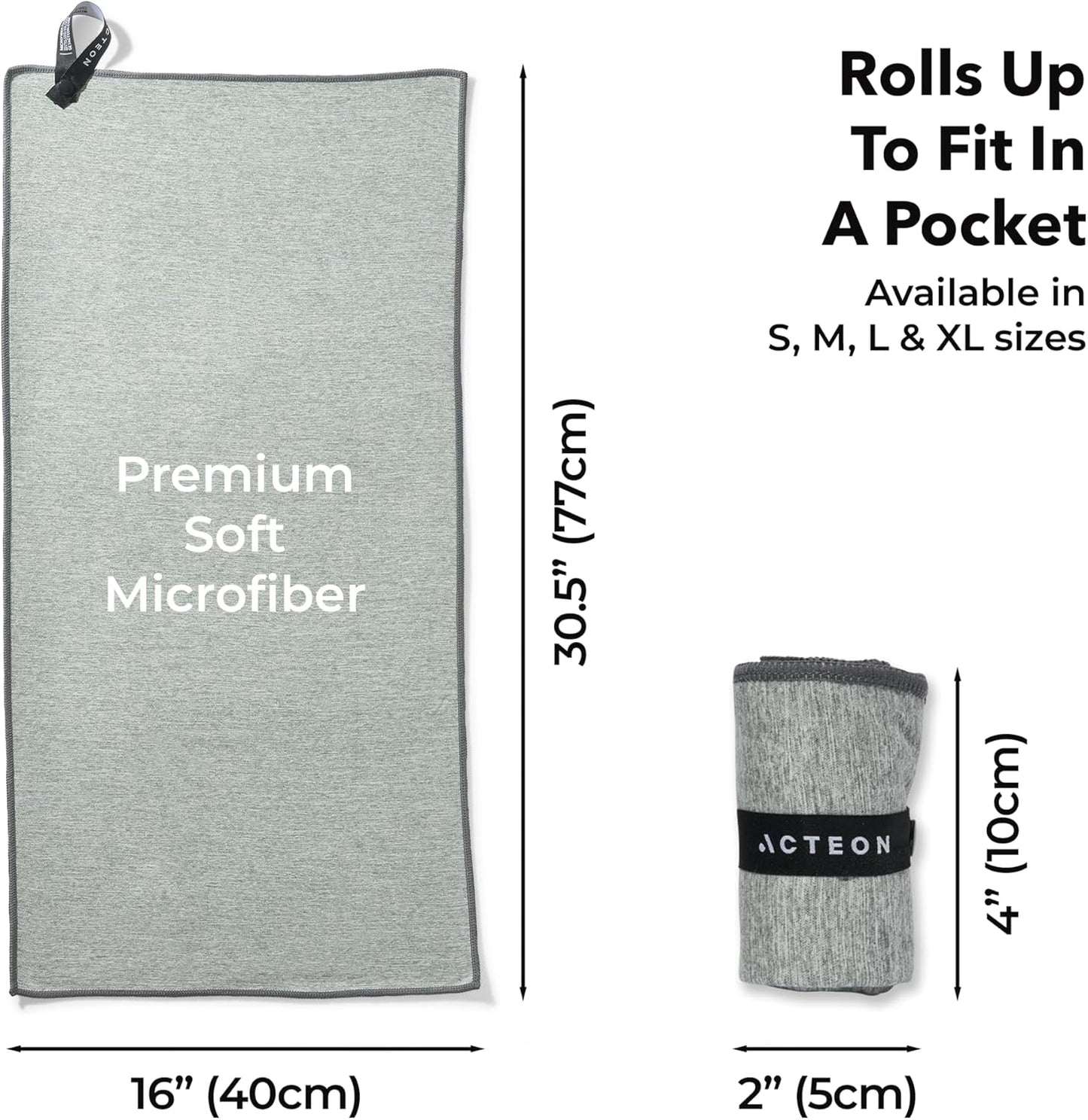 Acteon Microfiber Gym Towels 5 Pack, Quick Dry Silver ION Odor-Free Sweat Towel, Super Absorbent Fast Drying for Men & Women, Workout, Yoga, Running, Hiking, Travel – 16x30.5 Inch