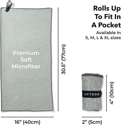 Acteon Microfiber Gym Towels 5 Pack, Quick Dry Silver ION Odor-Free Sweat Towel, Super Absorbent Fast Drying for Men & Women, Workout, Yoga, Running, Hiking, Travel – 16x30.5 Inch