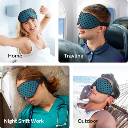 LitBear Breathable Sleep Mask, 3D Eye Mask Sleep for Side Sleepers Women Men, Light Blocking Sleeping Mask with Adjustable Strap, Soft Lightweight Eye Cover for Travel, Night Work, Nap, Office - Blue
