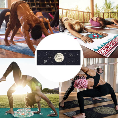 Yoga Mat Towel with Corner Pockets - Microfiber Yoga Towels for Hot Yoga Non Slip Moisture Wicking Sweat Absorbent, Tree of Life Yoga Towel Easy for Travel, Use in Hot Yoga,Bikram,Pilates and Fitness