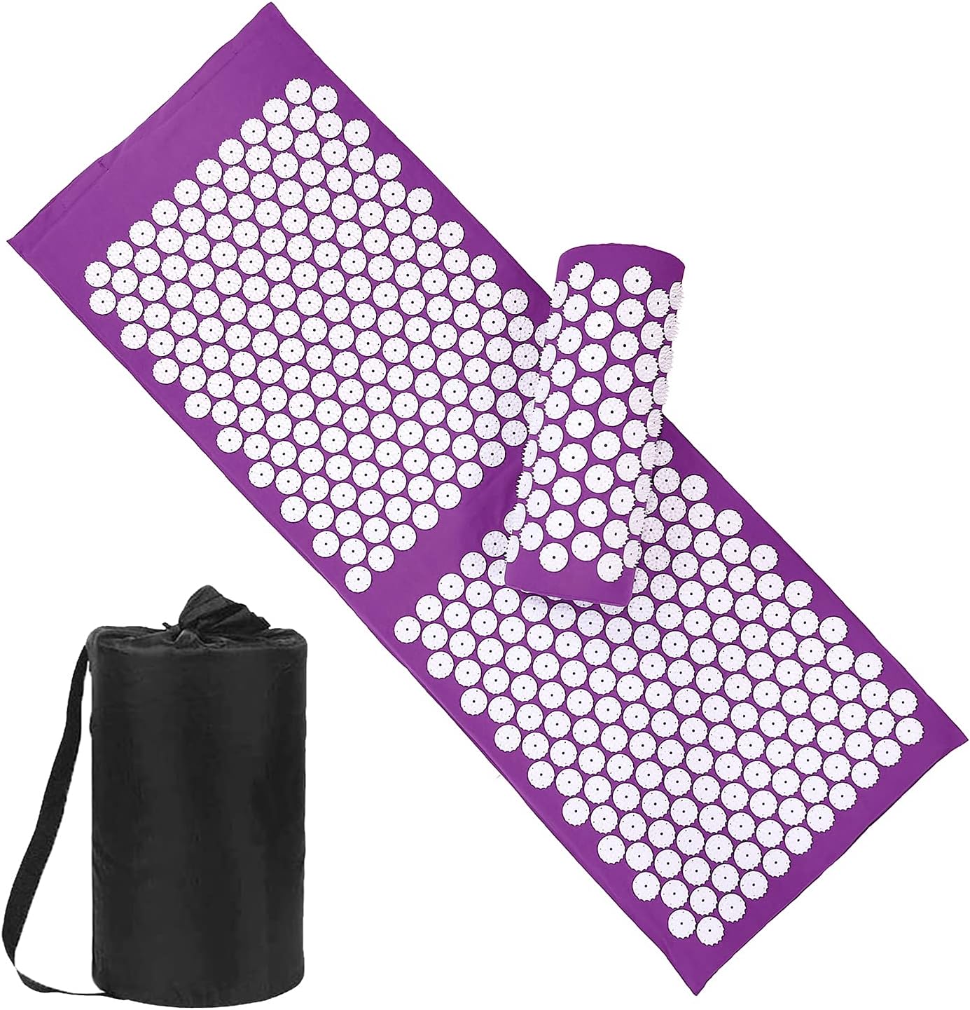 XiaoMaGe Acupressure Mat and Pillow Set with Bag - Large Size 28.7 X 16.5 inch Acupuncture Mat for Neck & Back Pain, Muscle Relaxation Stress Relief, Sciatica Pain Relief Pillow (Black)
