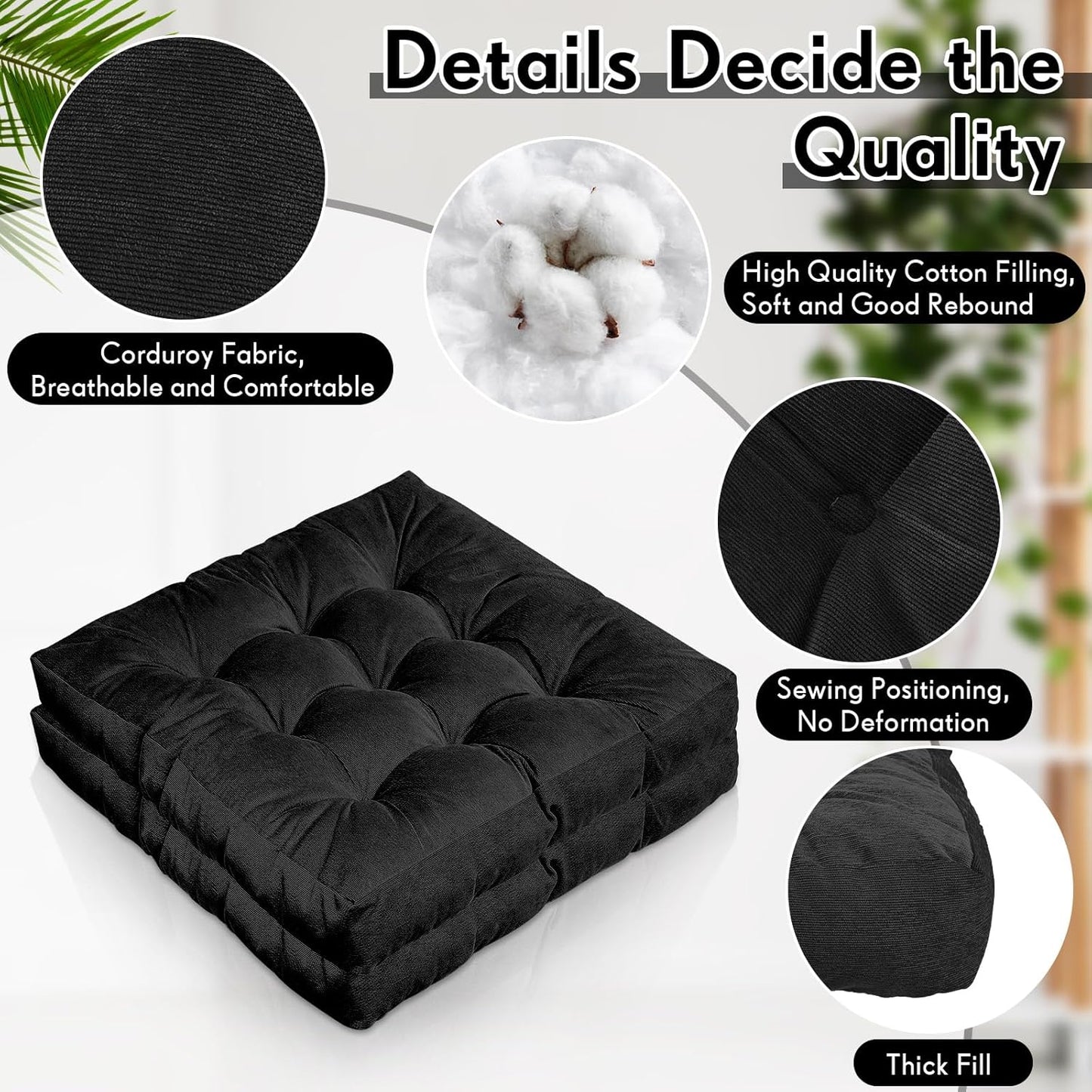 Jerify Floor Pillow Cushions Large Round Square Large Meditation Floor Pillow for Classroom Adult Meditation Picnic Party Seating Learning Daycare School(Square,Mixed Colors,4 Pcs)