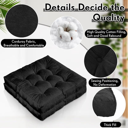 Jerify Floor Pillow Cushions Large Round Square Large Meditation Floor Pillow for Classroom Adult Meditation Picnic Party Seating Learning Daycare School(Square,Mixed Colors,4 Pcs)