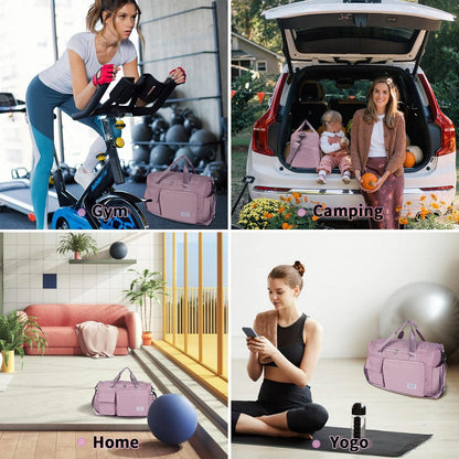 FIORETTO Women's Gym Duffle Bag with Shoes Compartment, 30L Capacity, Ideal for Travel, Gym, Sports, Duffel, Weekender
