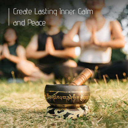 Tibetan Singing Bowl Set 4" – Handcrafted in Nepal with Storage Case – Meditation Sound Bowl for Sound Healing, Sound Bath, Reiki, Yoga, Mindfulness & Meditation Accessories