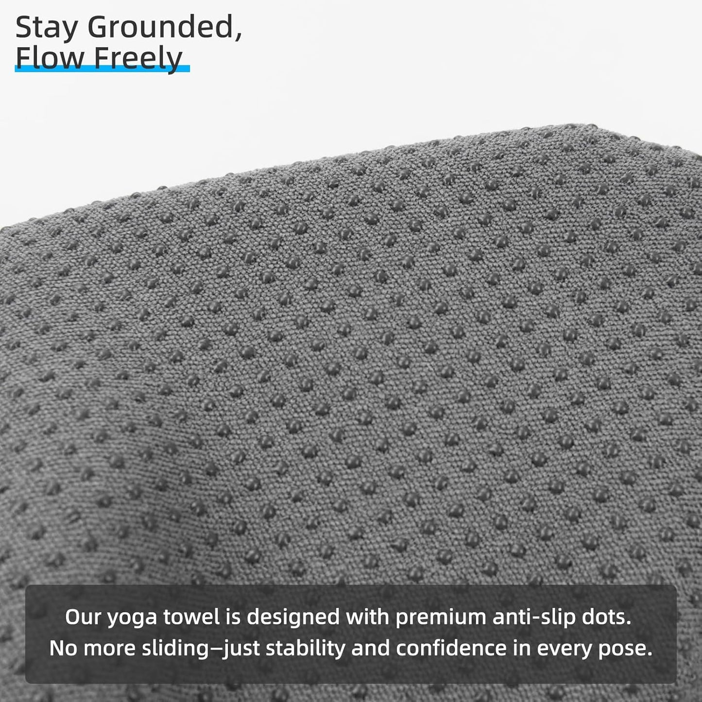 YESLIFE Non-Slip Extra Thick Hot Yoga Towel with One Sweat Towel, Microfiber Sweat Absorbent Yoga Mat Towel with Grip Dot, Pilates Mat, 72" x 24", Light Blue
