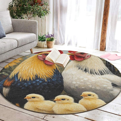 Machine Washable Modern Round Area Rug, Room Sofa Yoga Soft Round Carpet, Home Decor Non Slip Kitchen Office Circle Rug Union Jack Flag UK Mandala Art, 60inch