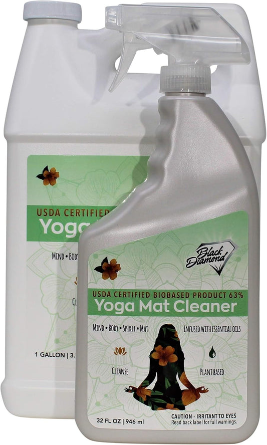Black Diamond Stoneworks Yoga Mat Spray Cleaner: USDA Certified BIOBASED- Essential Oils, Safe for All Type of Materials, Exercise, Pilates, or Workout Mats. (1 quart, 1-Gallon)