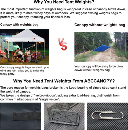 ABCCANOPY Canopy Weights 120 LBS Gazebo Tent Sand Bags,4-Pack Gray (Without Sand)