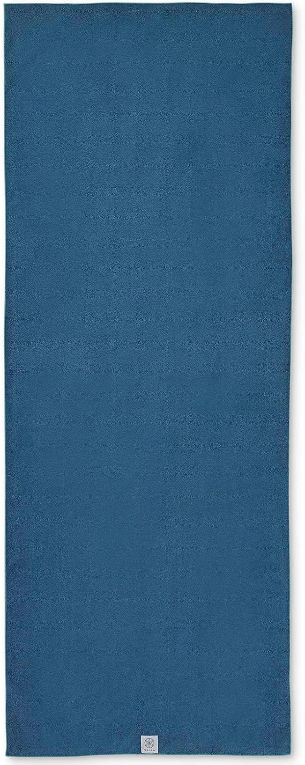 Gaiam Yoga Towel - Mat Sized Active Dry Non Slip Moisture Wicking Sweat Absorbent Microfiber Hot Yoga Towel for Women & Men | Stay-Put Corner Pockets (70" Long x 26" Wide)