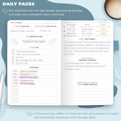 Clever Fox Self-Care Journal – Daily Reflection Notebook – Mental Health & Personal Development Planner, Meditation & Mood Log, A5 (Turquoise)