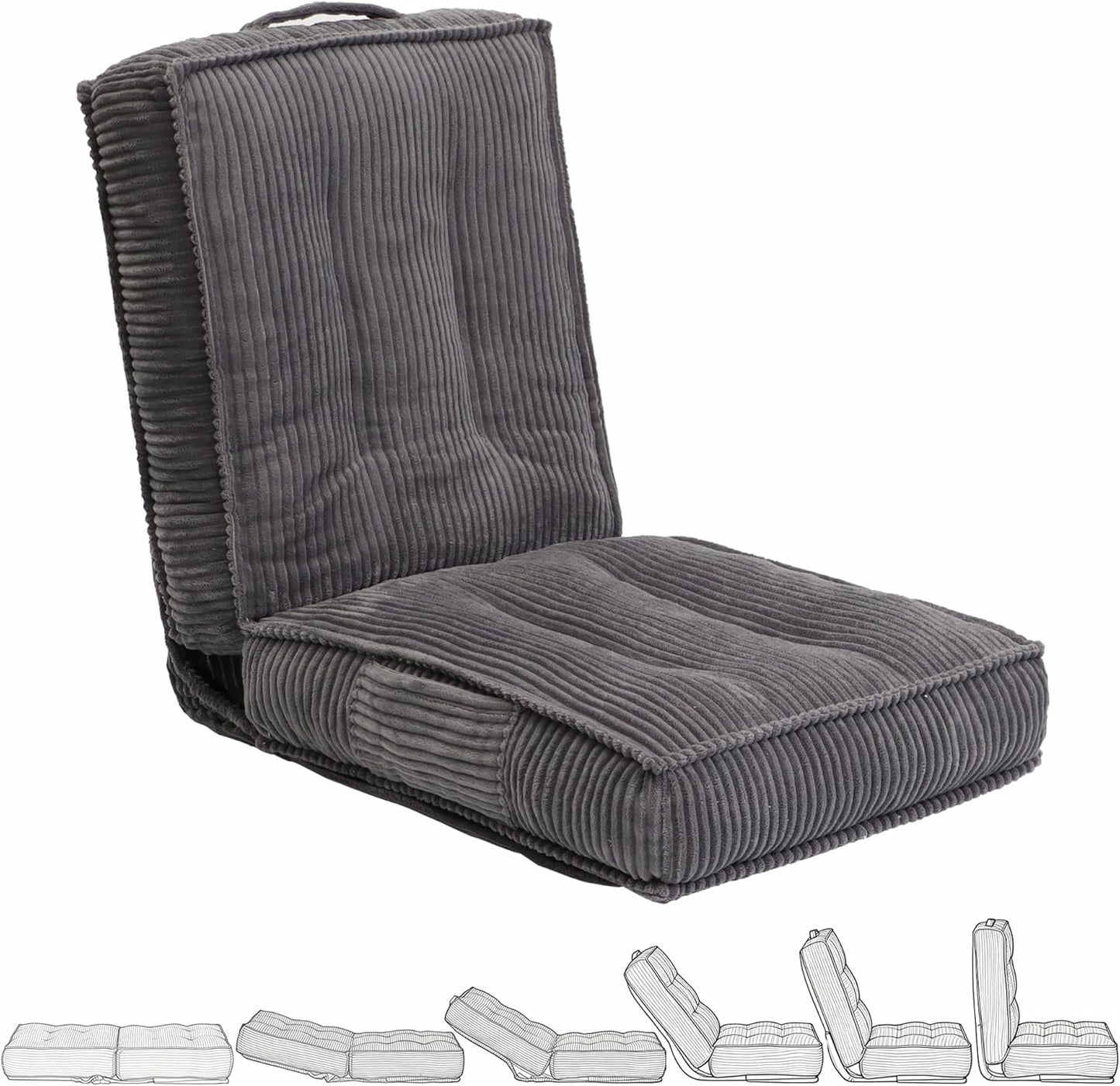 Adjustable Floor Chair with Back Support, 6-Position, Folding Japanese Meditation Tatami Chair, Comfy Gaming Chairs for Adults, Accent Sofa Reading Chairs, Living Room, Bedroom, Coffee