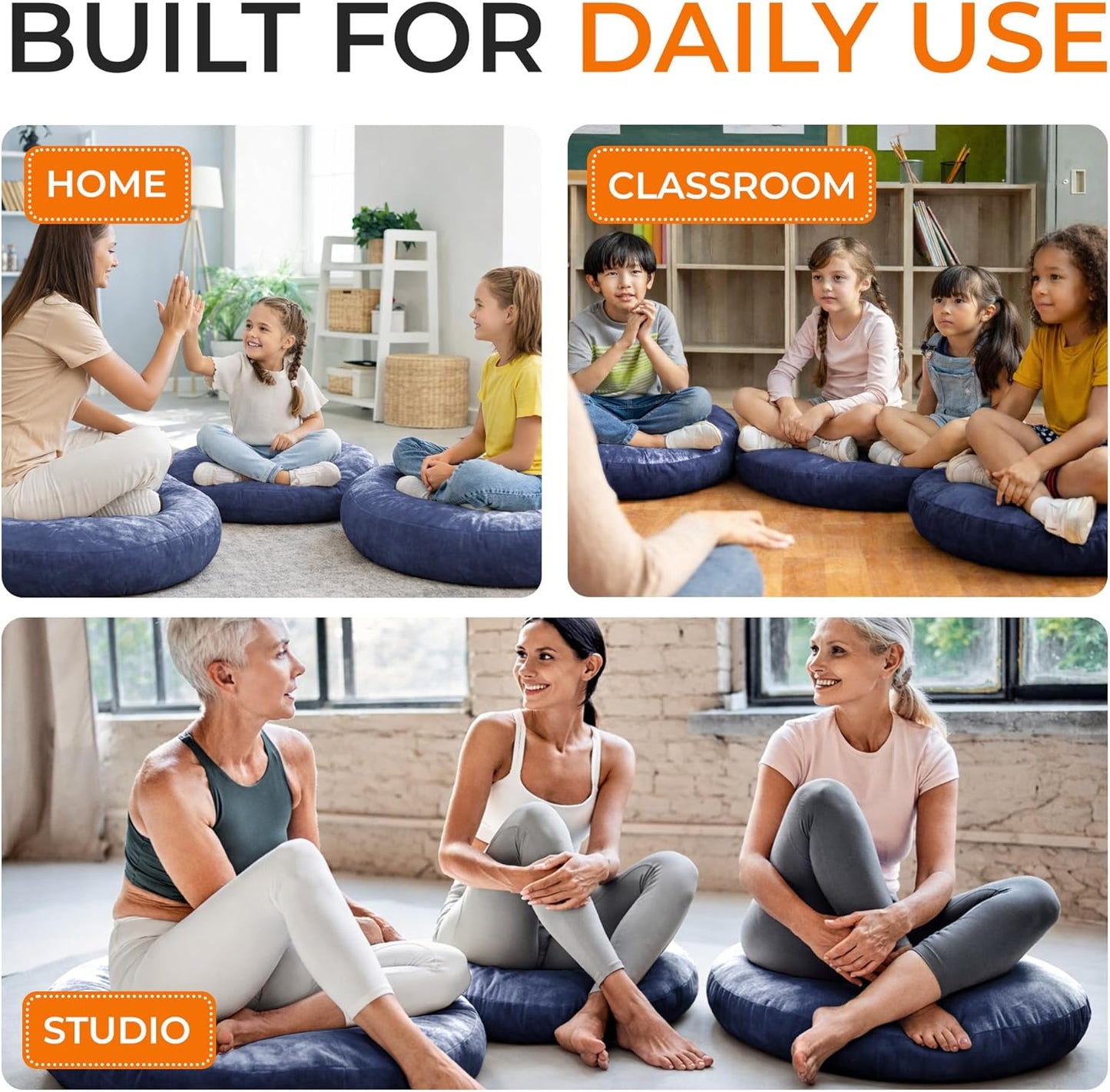 Cheer Collection Meditation Cushion - Ergonomic Floor Pillow, Yoga Pillow with Buckwheat Filling, Zafu Meditation Cushion, Comfort & Meditation Posture Support