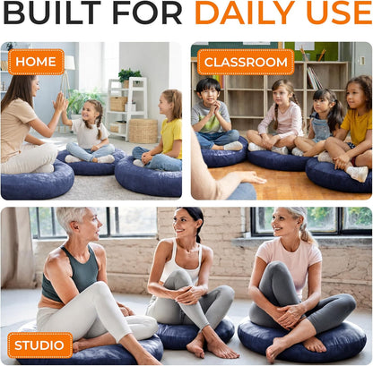 Cheer Collection Meditation Cushion - Ergonomic Floor Pillow, Yoga Pillow with Buckwheat Filling, Zafu Meditation Cushion, Comfort & Meditation Posture Support
