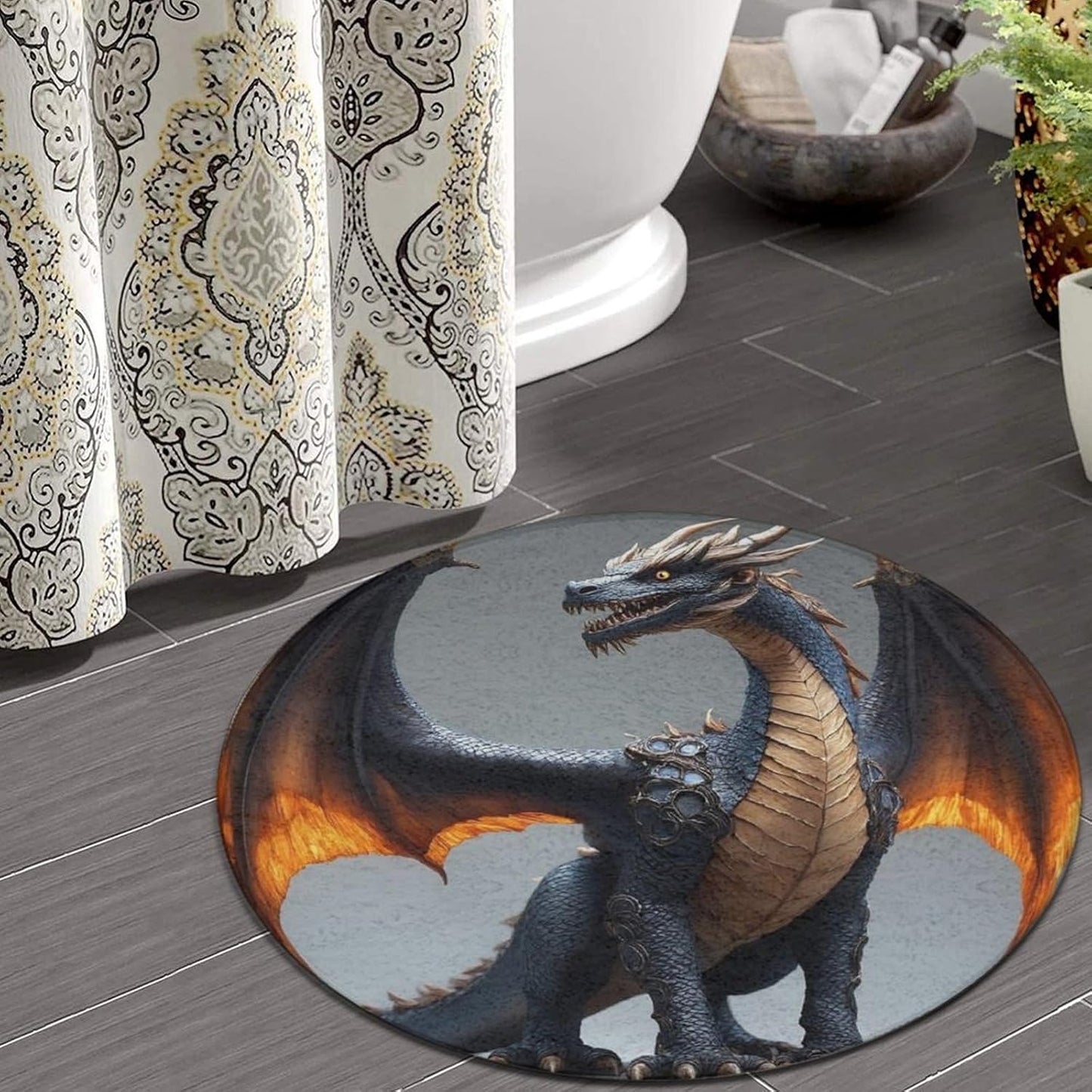 Large Home Decor Mat, Soft Round Yoga Carpet, Non Slip Machine Washable Home Office Circle Rug Gothic Witchy Sun Moon Mushroom Moth
