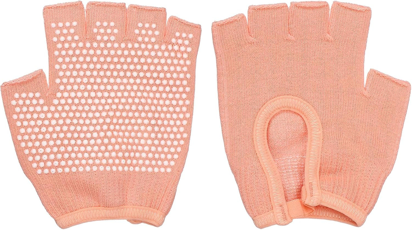 Yoga Gloves, Non Slip Fingerless Pilates Gloves Breathable Exercise Workout Mittens