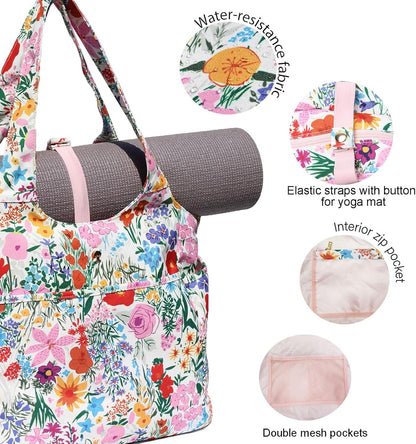 ESVAN Yoga Tote Bag Mat bag Women Shoulder Bags Carryall Tote for Travel Office Workout Gym Nurse Beach