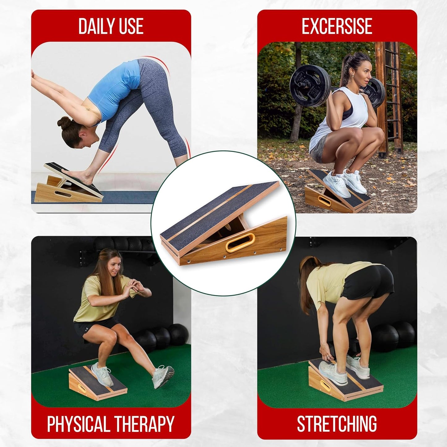 Professional Adjustable Calf Stretcher Slant Board for Squats for Ankle and Achilles Stretching, Posture Wooden Slant Board for Calf Stretching, Squat Wedge for Physical therapy & Exercise