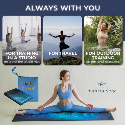 Mantra Yoga Travel PRO 1.5mm with Knee Pad - Foldable Fitness & Exercise Mat with Bag | Lightweight, Compact & Eco-Friendly | Non-Slip & Washable | For All Types of Yoga | 72" L x 24" W | 2.6 lbs