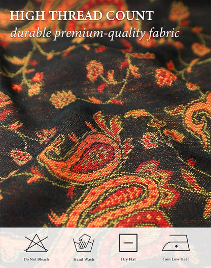 Achillea Reversible Paisley Pashmina Rave Scarf – Exotic Indian Shawls and Wraps for Evening Dresses, Festivals, All Seasons - Colors A