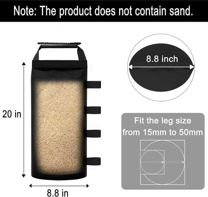 112 LBS Sand Bags for Canopy Weights – 4 Pack Heavy Duty Sandbags with Handle, Leak-Proof Oxford Cloth, Wind Resistant Weights for Beach Umbrella, Awning, Camping, Outdoor Events-Black