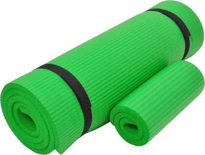 Fitvids All Purpose 1/2-Inch Extra Thick High Density Anti-Tear Exercise Yoga Mat and Knee Pad with Carrying Strap and Optional Yoga Blocks, Multiple