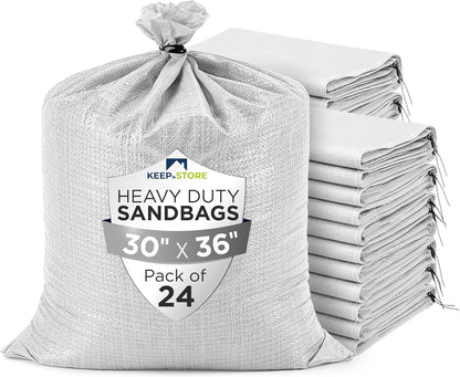 Heavy Duty Sand Bags Pack of 3, White Empty Sandbags with Built-In Ties, Woven Polypropylene UV Protection 1600 Hours, Fillable Sand Bags for Flood Control, Weight, 10x14 inches, 15 Pounds Volume