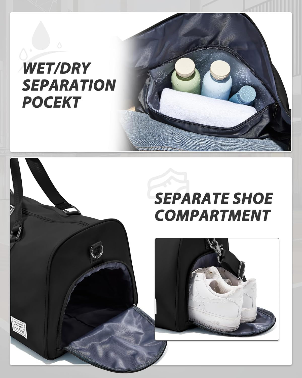 Gym Bag Womens Mens with Shoes Compartment and Wet Pocket Travel Duffel Bag for Women for Plane Sport Gym Tote Bags Swimming Yoga Waterproof Weekend Overnight Carry on Bag Hospital Holdalls - Colors C