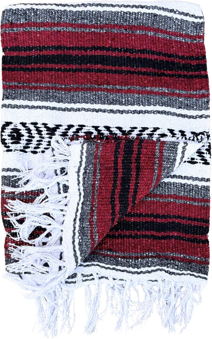 Del Mex Classic Mexican Blanket, Large Authentic Woven Falsa Throw (70"x50"), Artisan Southwest Décor for Beach, Yoga, Outdoors (Lavender)