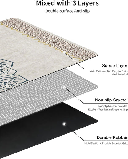 nuveti Printed Travel Yoga Mat-1/16 Inch Thick Non Slip Fitness Workout Mat with Carrying Bag, Foldable Lightweight Suede & Natural Rubber Yoga Mat for Yoga Pilates and Fitness 72" L x 24" W x 1.5mm