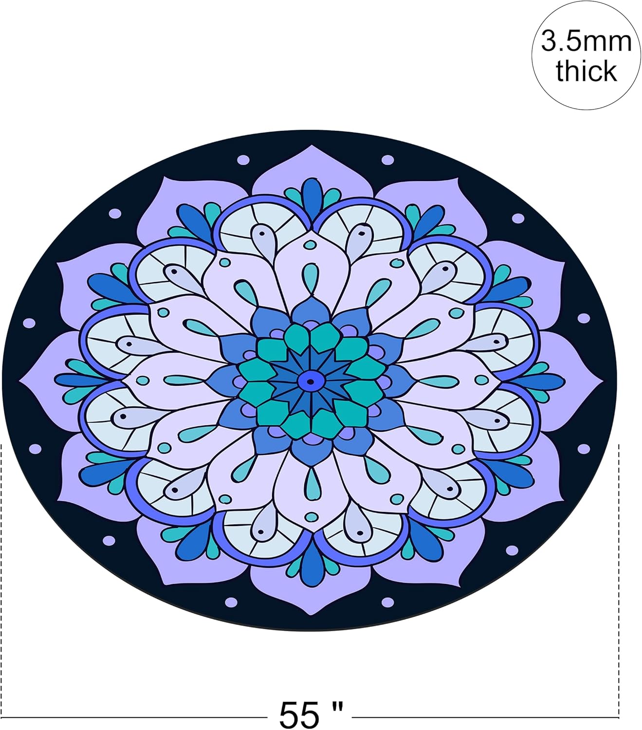 Round Meditation Pilates Yoga Mat Luxury Suede Large Yoga Mat Natural Rubber Non-Slip Base is ery Suitable for Meditation, Stretching, Yoga Environmental Protection, Fitness Exercise, Home and Outdoor. 140CM Diameter