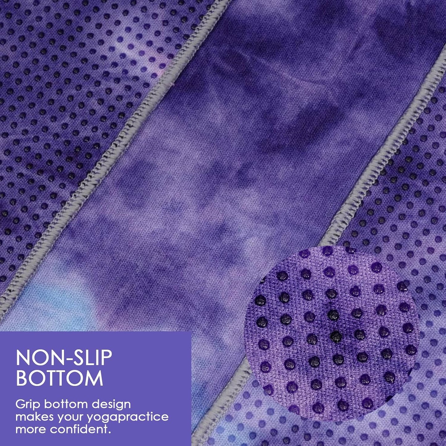 Yoga Towel, Hot Yoga Mat Towel, Hot Yoga Towel with Grip Dots Sweat, Non-Slip Hot Yoga Towel Set, Absorbent Non-Slip, Pilates and Workout Lightweight Travel-Friendly 24" x72"